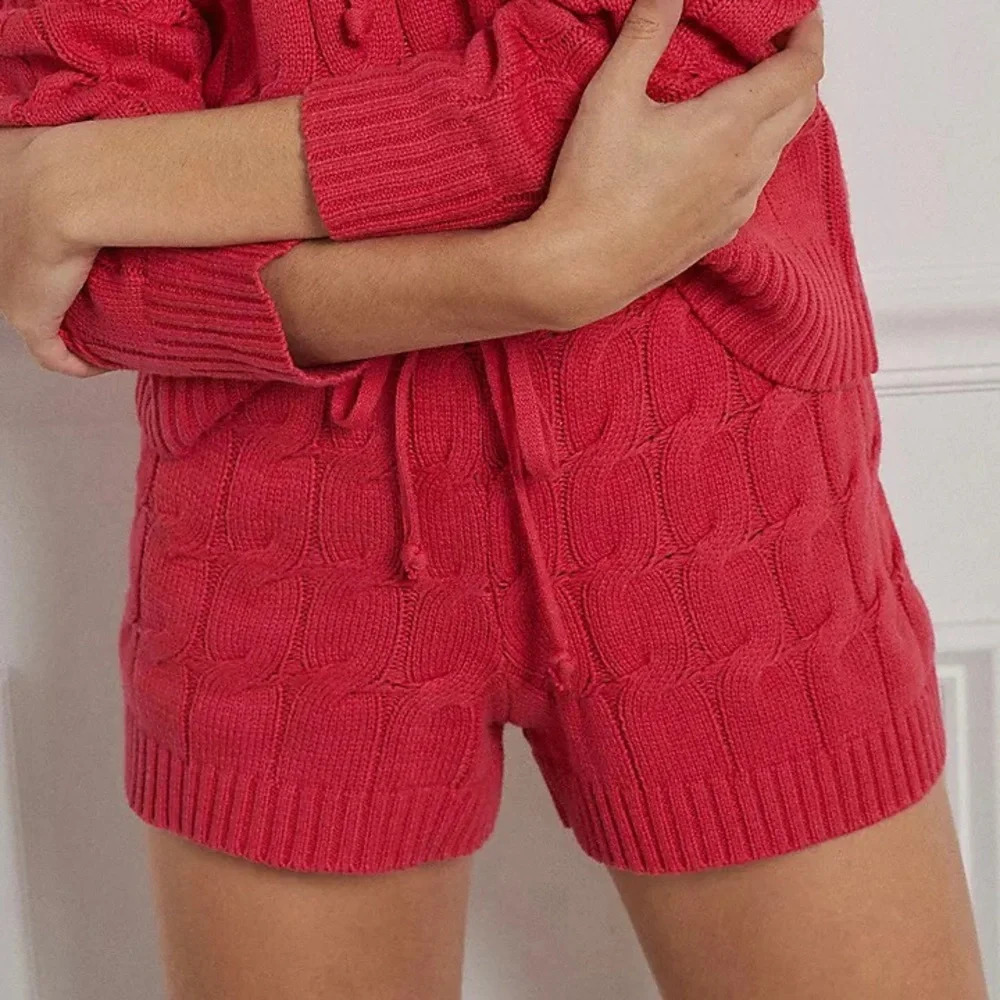 Anthropologie Saturday Sunday Ellyn Cable-Knit Pink Shorts